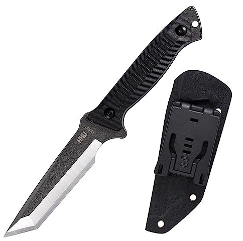 KHU Couteau à lame fixe Couteau de survie bushcraft - Acier 420HC Nylon Plastique poignée, Outdoor chasse Camping Accessoires - Avec étui Kydex