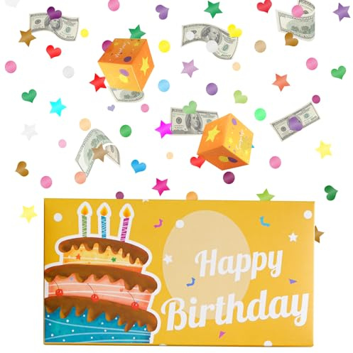Hawflu 2026 Pop-Up Birthday Card with Confetti, Happy Birthday Surprise Gift Box Explosion for Money Birthday Exploding Cards Surprise Box for Kids Friends Wife Lover Girls Boys Women Men