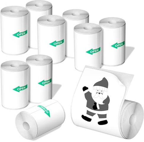 10 Rouleaux de Papier Autocollant pour Imprimante Mini, Papier Photo Thermique (57 x 25 mm), Compatible avec Appareils Photo Instantanés et Imprimantes Thermiques