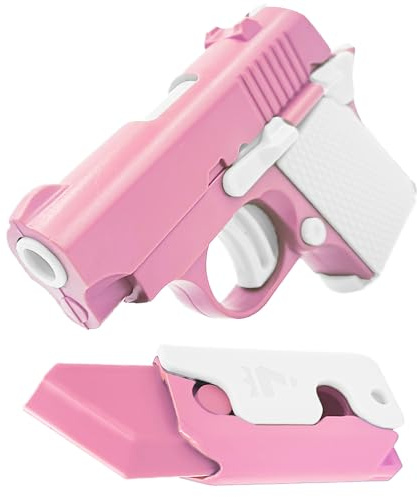 YAGE Fidget Gun Toy,Sensory Toy Fidget Slider Pistol Shape Non-Firing,Relief Reducing Plastic Carrot Knife Toy,Party Bag Fillers Fidget Toy Set Anxiety Relief Boys Girls Kids (Unfireable Gun-Pink)
