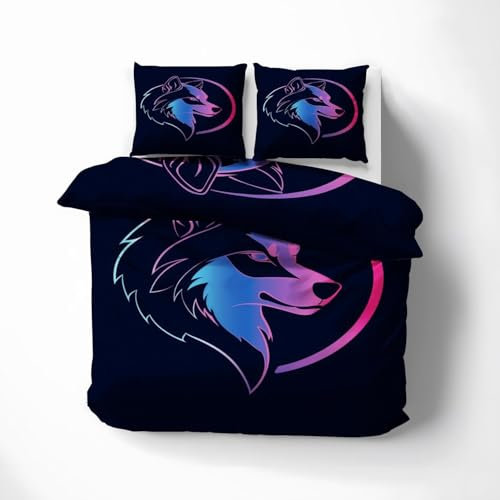 BSYYZQC BettwäSche 240x260 Hundedruck Bettbezug Luxuriös Flauschig mit ReißVerschluss Cyberpunk BettwäSche-Sets 2 Teilig Set Weiche Atmungsaktiv Mikrofaser BettbezüGe und 2 Kissenbezug