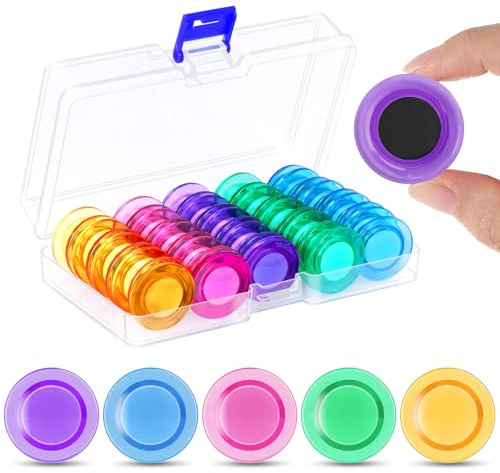 45 Stück runde Magnete, 30 x 8 mm, Starke Bunte Mini-Magnete für Whiteboard, Pinnwand, Kühlschrank, Schultafel, Schranktüren und andere Metalloberflächen