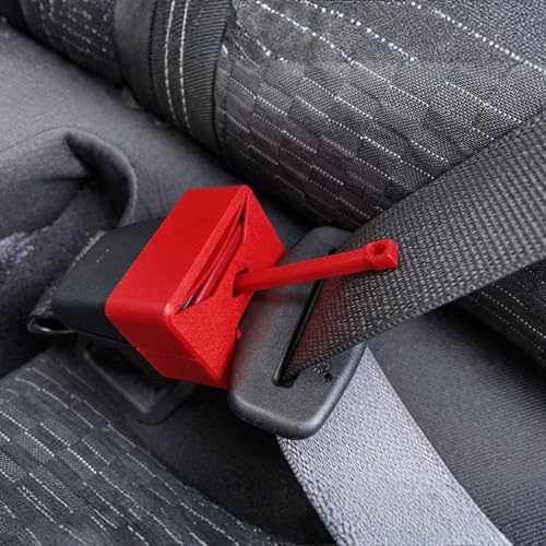 ProfessorPrints Seat Belt Buckle Guard Cover – 2 Pack with 4 Release Keys – Universal Fit for Most Vehicles – Prevents Kids or Disabled Passengers Unbuckling Seat Belts – Red Buckle Lock Covers