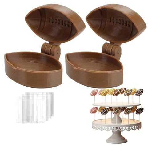 Football Cake Mold Set, 2 Pieces Sports Ball Themed Baking Mould, Cake Pop Mold with 100 Sticks, Party Baking Tool for Graduation Holiday Family Birthday Home Team Celebration