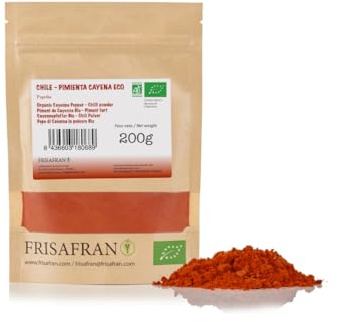 FRISAFRAN | Cayennepeppar Ekologiskt 200g | cayennepeppar malda | Högt innehåll av vitaminer och mineraler | årgång | naturlig | Ursprung Spanien | Cayenne peppar | utan tillsatser | vitaminiskt