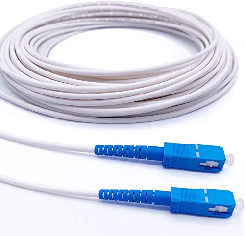 Elfcam Simplex Single Mode SC/UPC till SC/UPC fiberoptisk kabel, förstärkt skärmning och kontakt, mycket tillförlitlig förlust - vit (2M)
