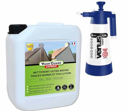 WashGuard Express - Limpiador exterior desincrustante versión ultra rápida sin aclarado + pulverizador de baja presión