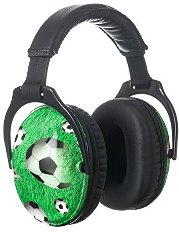 PROTEAR Kids SNR 28dB Noise Reduction Ear Protection Safety Ear Muffs, Adjustable Ear Defender for Kids, Children Hearing Protection Firework, Homework (Green Football)