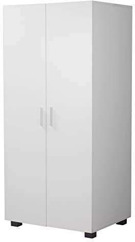 URBNLIVING Orlando Wooden 2 Door Kids Wardrobe Bedroom Storage Hanging Bar Clothes (White)