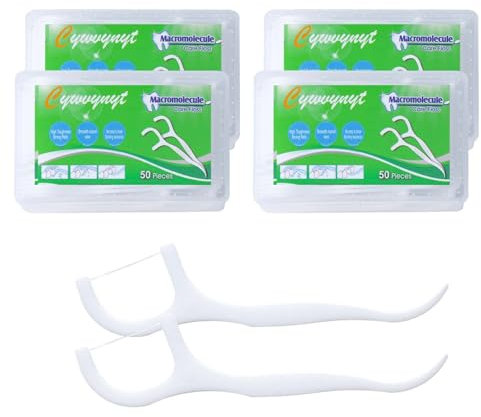 Zahnseide Sticks 200 Stück Zahnseide Stick mit Zahnstocher Halter, Zahn Draht/Zahnpflege Interdental Flossers mit Y-Form Design, Disposable Zahnseidensticks/Zahnreiniger Sticks…