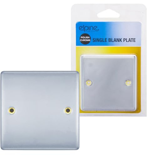 Chrome Polish Single Blank Plate - Light Switch Protection Cover For Sockets Home Office Electric Protect Socket Appliance Covering, Safety Durable