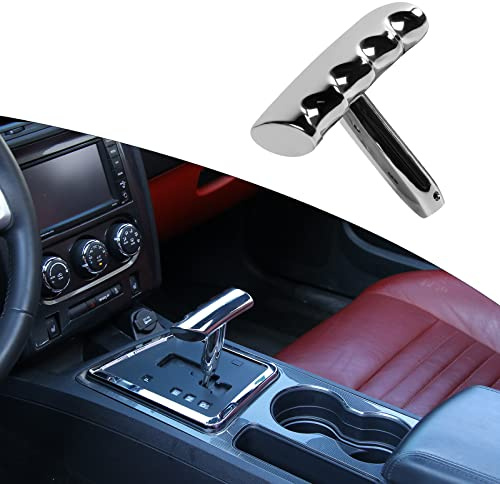 SQQP T Handle Gear Shift Knob Fit for 2012-2017 Jeep Wrangler JK/for 2011-2014 Dodge Durango/for 2009-2014 Dodge RAM (Aluminum Alloy,Chrome)