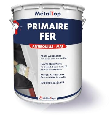 Metaltop - Primaire Fer - Blanc pur - RAL 9010-1 L - Améliore l'adhérence des peintures sur métaux neufs et anciens.