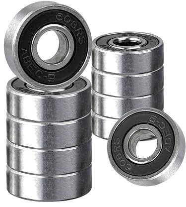 Rybtd 10 Stück Kugellager 608 Reibungslos Farbe Miniatur Metall lager ABEC-9 608 2RS Doppelt Geschirmt Bearing Edelstahl Kugellager Skateboard für Skateboards Allrad-Skates 8mm x 22mm x 7mm (Schwarz)