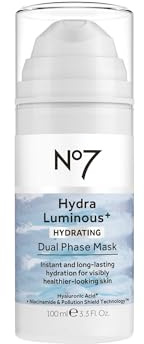 No7 HydraLuminous+ Dual Phase Hydrating Face Mask, 3.5 Fl Oz