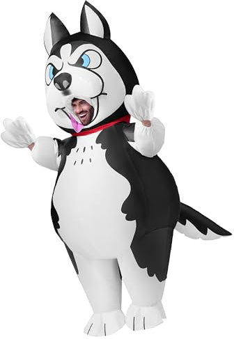Spooktacular Creations Disfraz inflable de Halloween para adultos, disfraz de perro inflable, disfraz de cachorro para hombres, fiestas temáticas de animales