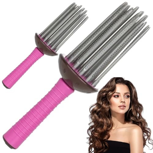 2PCS Curling Roll Comb, 8.7 Inch Self-Grip Curly Hair Styler Tool Portable Hair Rollers Anti‑slip Air Volume Curling Comb for Home DIY Hair Styles