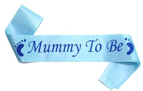 Mummy to Be Sash, Satin Baby Shower Decorations, Baby Shower Mummy To Be Sash Party Decoration Supplies for Mum Family (Blue)