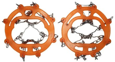 AMEEDA stegjärn för vandringsskor, halkfria stegjärn för klättring utomhus, vinterpromenader, 8 tänder, isfiske, snöskor, halkfria överskor av manganstål (orange)