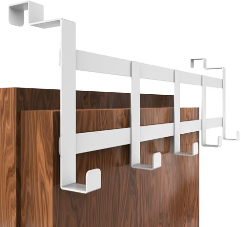 4smile Türgarderobe zum Einhängen, Edelstahl - Weiße Türgarderobe Innenseite mit 5 Türhaken zum Einhängen, hohe Tragkraft - Türhaken Innenseite, Türhakenleiste für die Rückseite der Tür