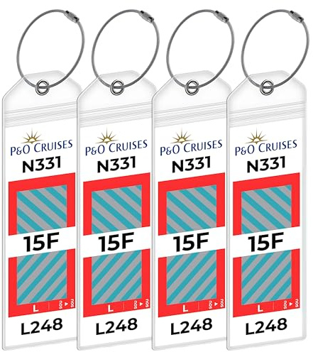 P&O Cruise Luggage Tag Holders [4 Pack] – Waterproof, Durable with Steel Loops – Fits All P&O Cruise Ships for Cruising in 2025, 2026 and 2027 – Cruise Essentials