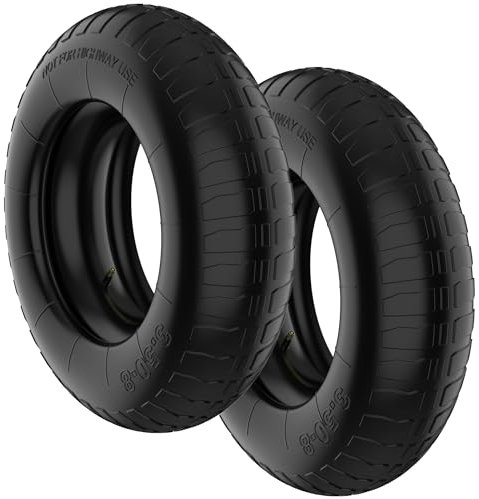 Zeno Wheelbarrow Wheel 3.50-8 | 14 Tyre & Tube | 35 PSI Max Inflation (2) for Hand Trolley, Garden Cart