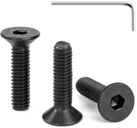 Tunejoy Tornillos de Cabeza Avellanada M4 x 16 mm Negro Tornillo Avellanado Hexagonal de Acero Inoxidable A2 V2A Norma DIN 7991 con llave Allen Rosca Completa 30 Piezas