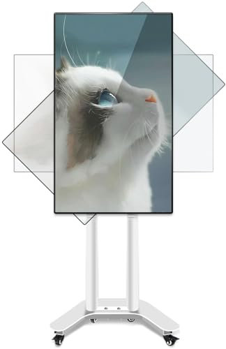 HILLPORT Weiß 90 Degrees Rotate TV Ständer mit Rollen für 32-65 Zoll TV Wagen Fernsehständer Höhenverstellbar LCD LED OLED Plasma Flach & Curved Fernseher bis zu 37.5KG SC5255