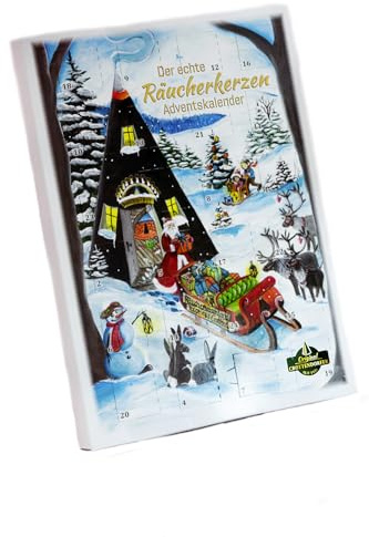 Crottendorfer Conos de incienso con calendario de Adviento con velas de incienso – 24 aromas variados para una temporada de Adviento en tamaño M – en formato vertical – Fabricado en Alemania