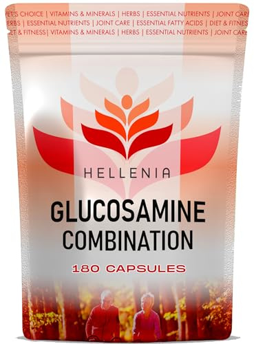 Glucosamine and Chondroitin MSM - High Strength Formula with Glucosamine, Chondroitin & MSM | 180 Capsules | Fast Release Formula | Joint Health | Manufactured in The UK by Hellenia