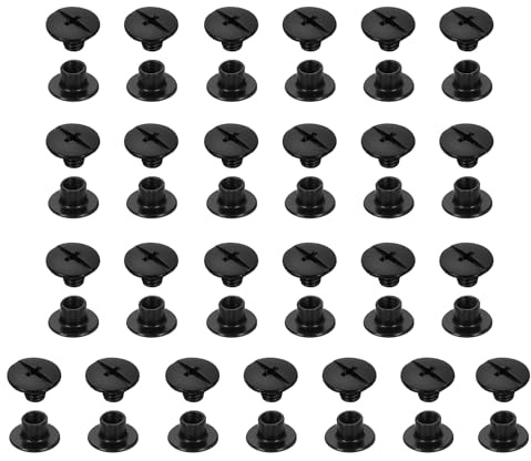 sourcing map 25set Chicago Screw M5x4mm Phillips Nail Rivet Stud Bolts Rivets Binding Post Screw for DIY Craft Leather Belt Bag Bookbinding, Black