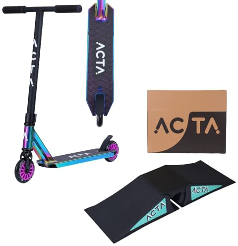 ACTA Rampe de Skate pour Enfants - Mini Rampe pour Trottinette Freestyle, BMX, Voiture RC - Légère et Portable (Rampe) (Rampe + Trottinette)
