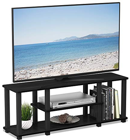Furinno Entertainment/TV-Regal mit unterschiedlichen Ablageflächen, Americano/Schwarz, 29.72 x 111.25 x 41.15 cm, Vierkantrohr