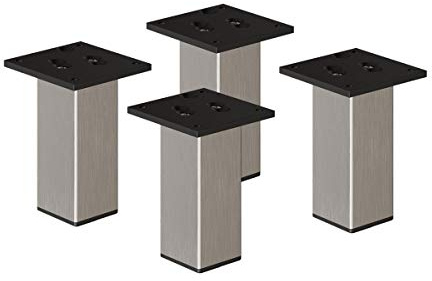 Sossai Exklusiv Möbelfüße E4MF, 4er Set, Höhe: 200 mm, INOX, aus Aluminium 45 x 45 mm Vierkantprofil, Füße für Kommode, Schrank, Vitrine, Badezimmerschrank