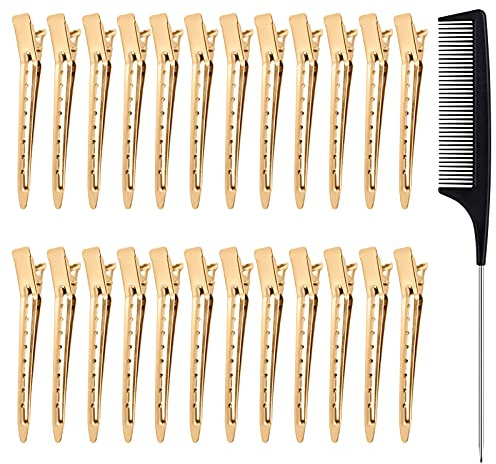 MELLIEX 24pcs Pince Cheveux 3,5 pouces Pinces à Bec de Canard Clips de Coiffure en Métal avec Peigne de Style