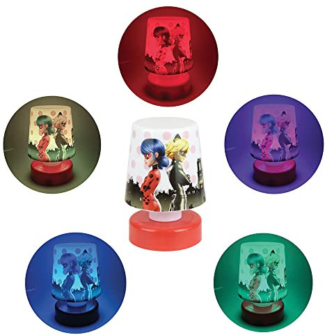 Miraculous Fun House 713509 Ladybug Nachtlicht mit Druckschalter, Höhe 11,5 cm, Durchmesser 7,5 cm, für Kinder