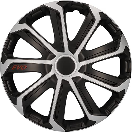 cartrend Juego de 4 tapacubos EVO, de 15 Pulgadas, para Todo Tipo de Llantas de Acero, plástico ABS, Resistente a los Impactos, Doble Capa de Pintura metálica, se Puede Pintar