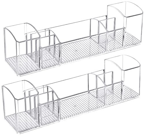 BELLE VOUS 2er Pack Kunststoff Organizer mit 8 Fächern - Durchsichtige Schminktisch Organizer für Kosmetika, Make-up, Toilettenartikel & Accessoires, Ideal als Schublade, Küche & Badezimmer Organizer