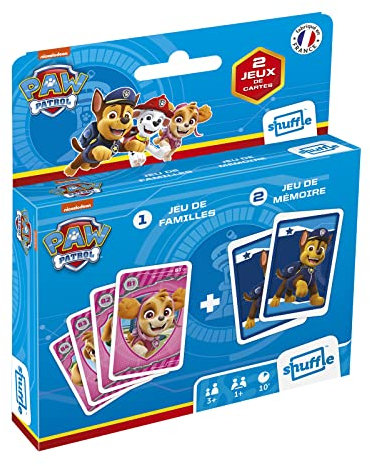 Shuffle - Jeux de Cartes Pat Patrouille - Pack de 2 Jeux de Cartes - Jeu de familles et Jeu de mémoire - A partir de 3 Ans - Fabriqué en France