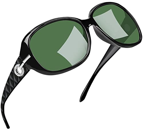 Joopin Oversize Solglasögon Dam Polariserade UV400-skydd | Stora Solglasögon Kvinnor med Strass Moderna Och Eleganta för Resor Körning Och Vardagligt Bruk Blank