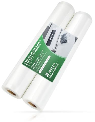 Fousenuk 2 Rouleaux 30×600cm Sac Sous Vide Alimentaire, Rouleau Film Sachet Congelation Plastique Emballage, pour la Cuisine Conservation des Aliments et la Cuisson, Sans Bpa, Réutilisables