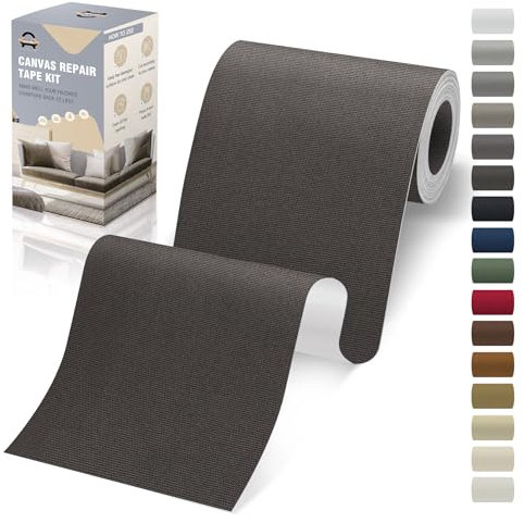 OAZ Flicken Selbstklebend Stoff, 10 x 200 cm Leinwand Stoff Selbstklebend, Schwarz Grau, Wasserdichtes Leinwand Flicken Selbstklebend für Sofa Zelt Möbel Autositz Liege