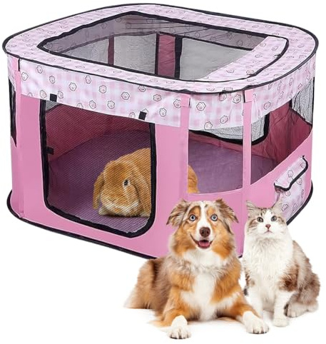 Parque para cachorros plegable para perros, corral para cachorros tejido Oxford caseta para perros, corral para cachorros tienda rectangular para perros conejos cobayas gatos para interior o exterior
