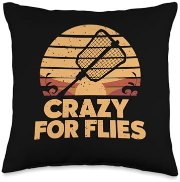 Housefly Killer, Crazy For Flies, Retro Fly Swatter Throw Pillow