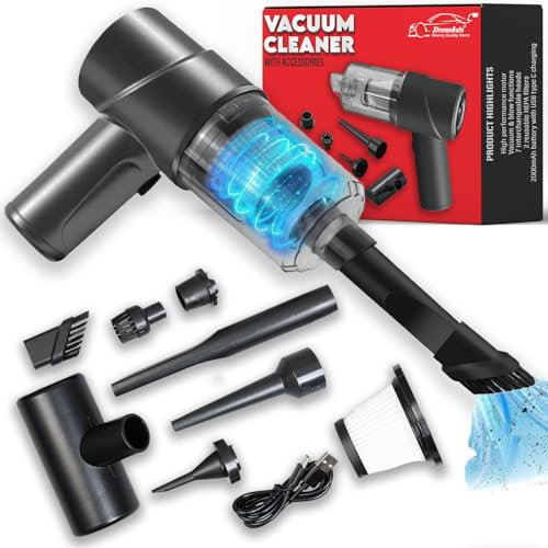 Xtremeauto Handheld Vacuum Cleaner - 12000PA Powerful Cordless Car Vacuum with Dual Vacuum & Blow Functions, Lightweight & Portable for Car, Home, and Office Cleaning, Includes 2 Reusable Filters & 6