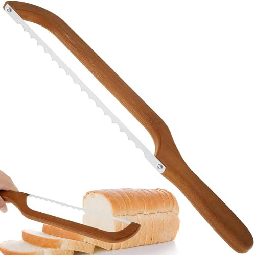 GIOTUK Sourdough Bread Knife for Homemade Bread, Wooden Bow Bread Slicer, Bread Cutter Slicer with Wooden Handle for Homemade Bread Sourdough Bagel Cake Fruit (Style A)