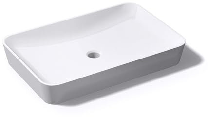 doporro Waschbecken Mineralguss Aufsatzwaschbecken 60x40x9cm in Weiß hochglanz inkl. NANO-Beschichtung Colossum815