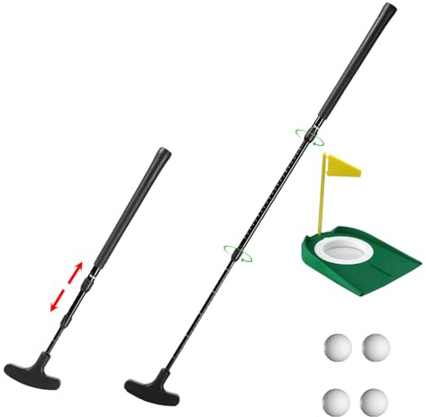 WIGERLON Adjustable Toddler Putter Compatible with Kids Adult Men and Women,Mini Golf Clubs Kids Putter 3-5,5-7,8-12,Mini Golf Set with 4 Golf Balls and A Cup with Flag