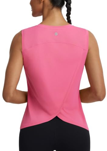 baleaf Gym Tops for Women Sleeveless Running Shirts Womens Sports Pink L