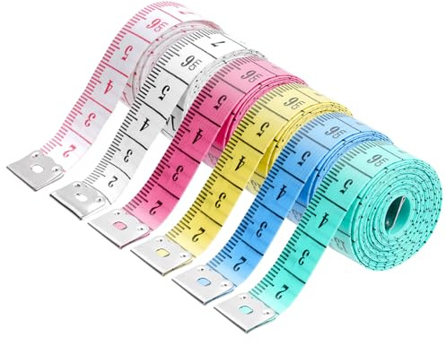 6 PiezasCinta Metrica Corporal, 2 en 1 Cinta Medir Cuerpo, 150 cm Metro de Costura, Cinta Métrica de Sastre Suave de doble cara para brazos y cintura, diseño de ropa